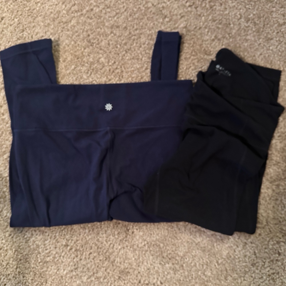 Women’s Athleta Navy and Black Capri Leggings Set of 2 Size L